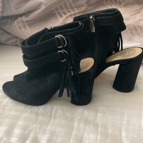 Vince camuto suede and leather open toe and back booties - Picture 2 of 8